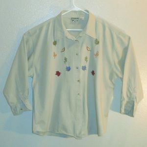 Fall Leaves Plus Size ladies button up shirt